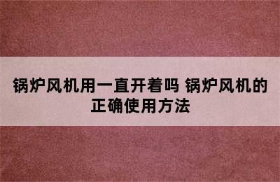 锅炉风机用一直开着吗 锅炉风机的正确使用方法